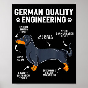 German Engineering Dachshund Lover Funny Doxie Dog Poster