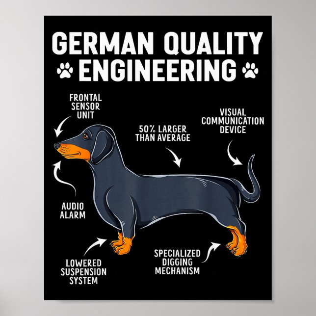 German Engineering Dachshund Lover Funny Doxie Dog Poster (Front)