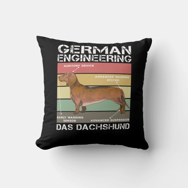 German Engineering Dachshund Puppy Weiner Dog Cushion (Front)