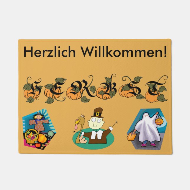 German Fall (Autumn) Welcome Mat (Front)