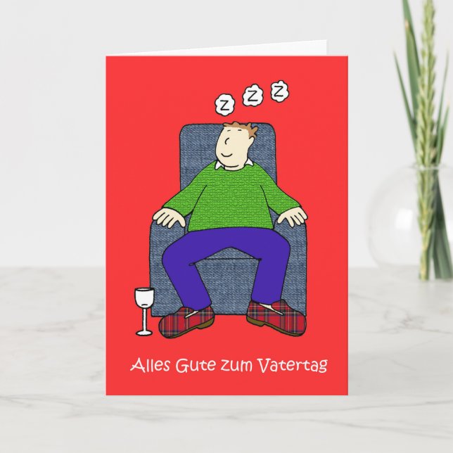 German Father's Day Sleeping Dad Card (Front)