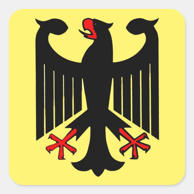 German Federal Black Eagle on Yellow Shield Square Sticker (Front)