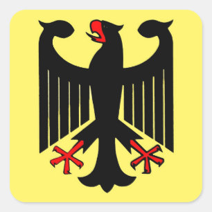 German Federal Black Eagle on Yellow Shield Square Sticker