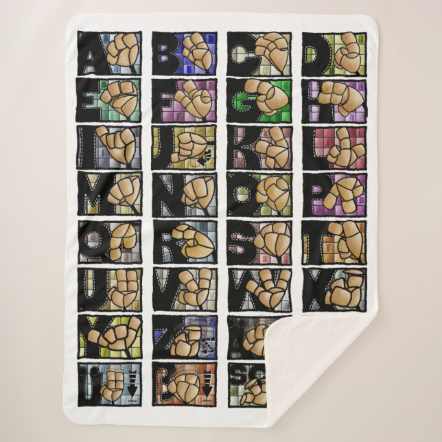 German Fingerspell 3 (2025) Sherpa Blanket (Front)