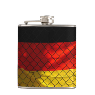 German Flag behind Chain Link Fence Hip Flask