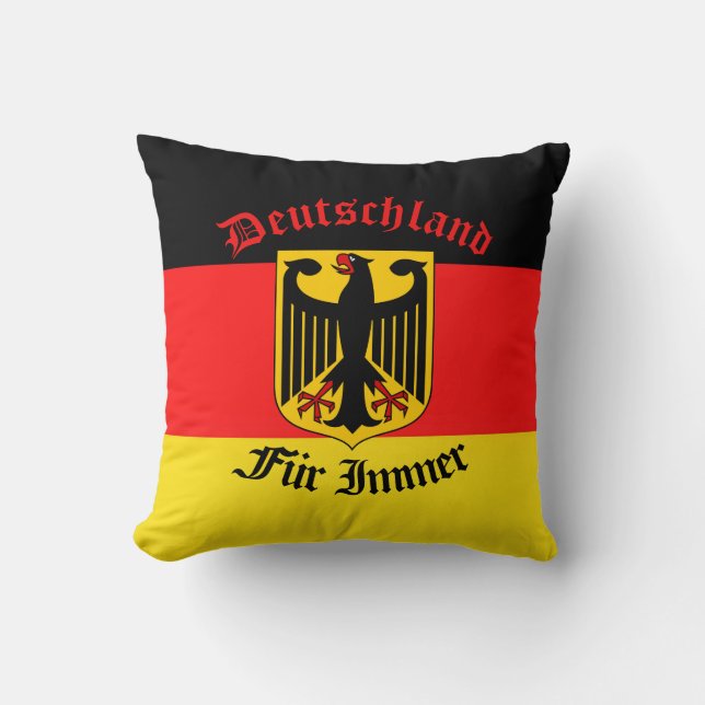 German flag, black eagle, Deutschland fur immer Cushion (Front)