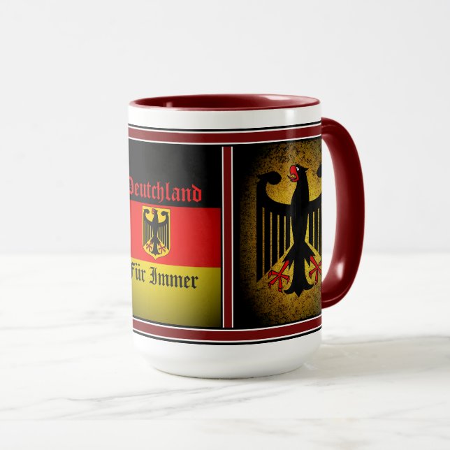 German flag, black eagle, Deutschland fur immer Mug (Front Right)