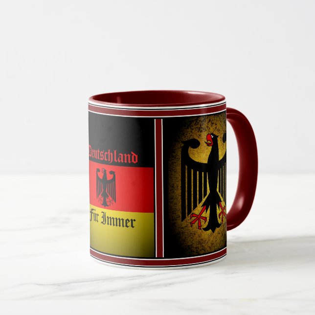 German flag, black eagle, Deutschland fur immer Mug (Front Right)