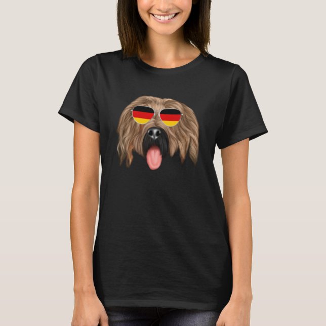 German Flag Briard Dog Germany Pocket T-Shirt (Front)