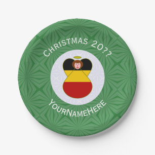 German Flag Christmas Angel Personalise Paper Plate