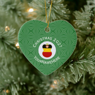 German Flag Christmas Angel Personalized Heart Ceramic Tree Decoration