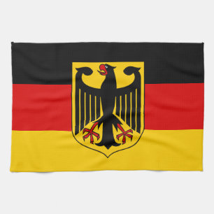 German flag & Coat of Arms, Deutschland/sport fans Tea Towel