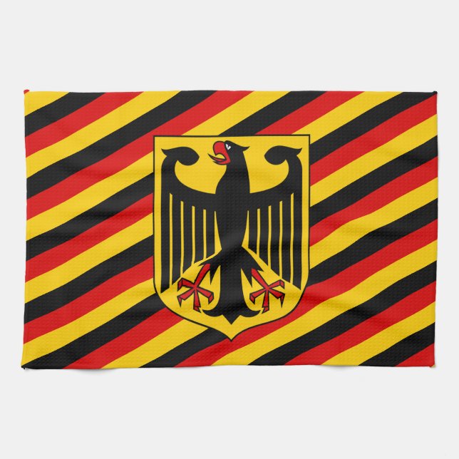 German flag & Coat of Arms, Deutschland/sport fans Tea Towel (Horizontal)