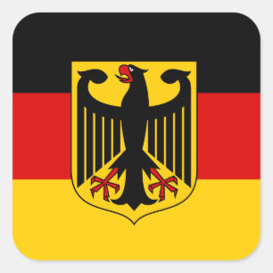 German Flag & Coat of Arms, Flag of Germany Square Sticker