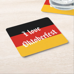 GERMAN FLAG COLORS + your ideas Square Paper Coaster