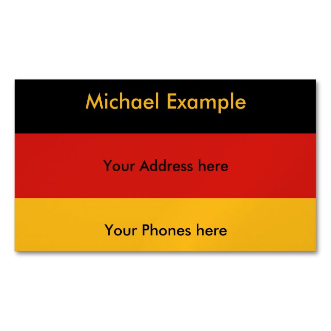 GERMAN FLAG COLORS + your text & ideas Magnetic Business Card (Front)