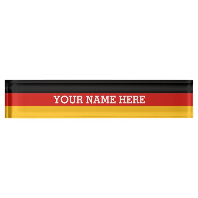 GERMAN FLAG COLORS + your text Nameplate (Front)