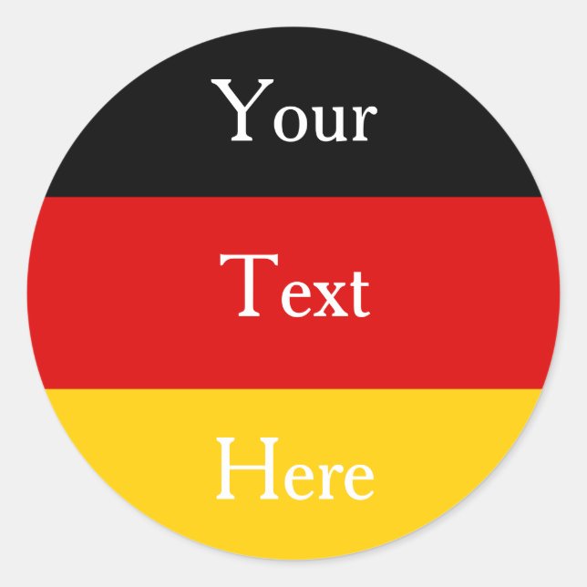 German Flag Colours Black Red Gold Personalised Classic Round Sticker (Front)