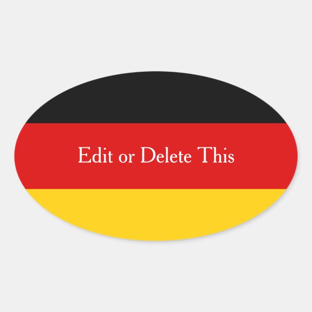 German Flag Colours Black Red Gold Personalised Oval Sticker (Front)