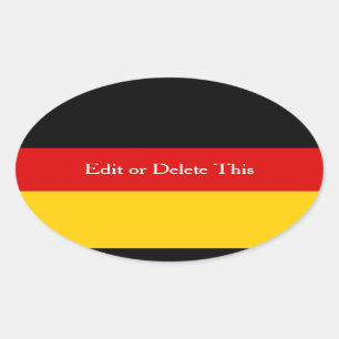 German Flag Colours Black Red Gold Personalised Oval Sticker