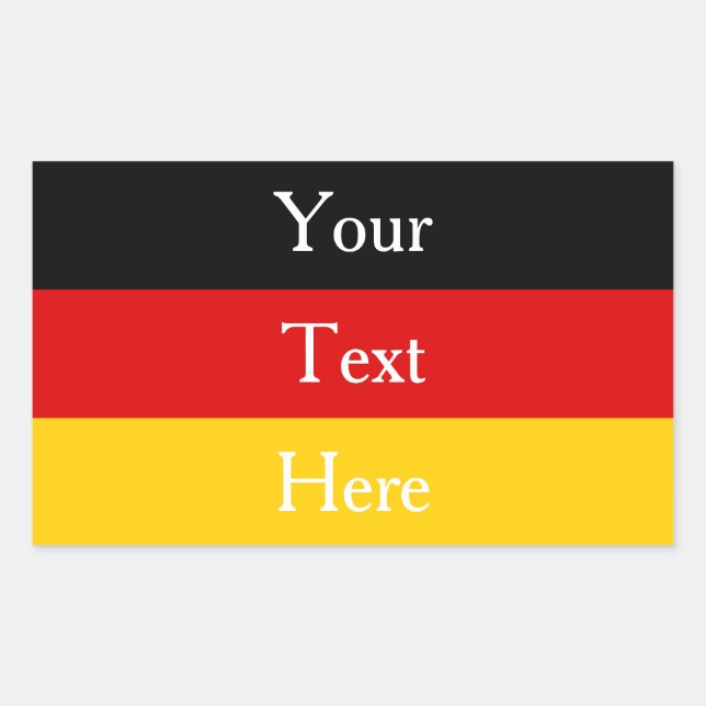 German Flag Colours Black Red Gold Personalised Rectangular Sticker (Front)
