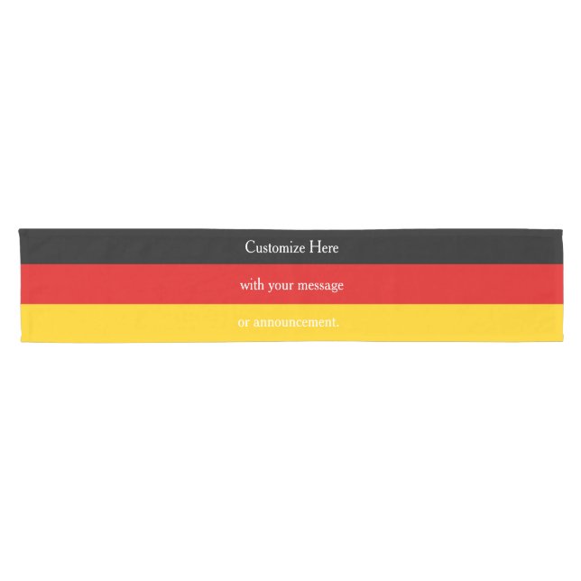 German Flag Colours Black Red Gold Personalised Short Table Runner (Horizontal)