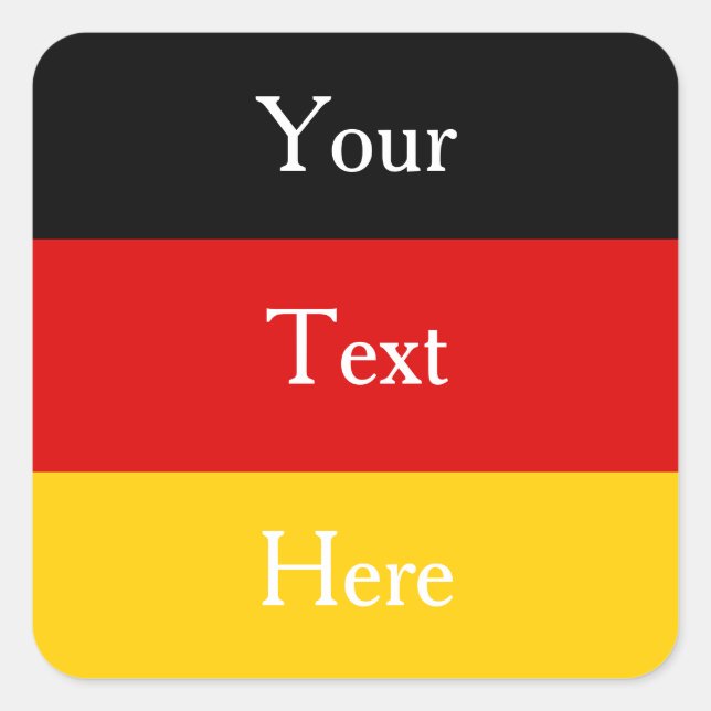 German Flag Colours Black Red Gold Personalised Square Sticker (Front)