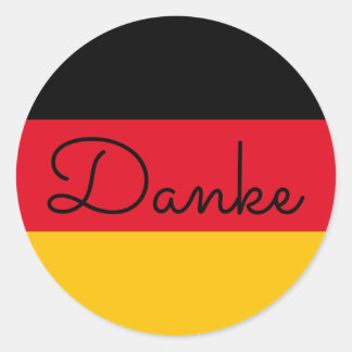German Flag Colours Danke Classic Round Sticker