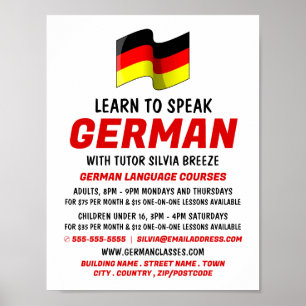 German Flag Design, German Language Course Advert Poster