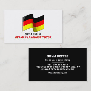 German Flag Design, German Language Tutor, Teacher Business Card