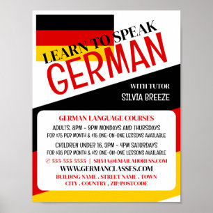 German Flag, German Language Course Advertising Poster