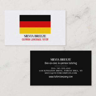 German Flag, German Language Tutor, Teacher Business Card