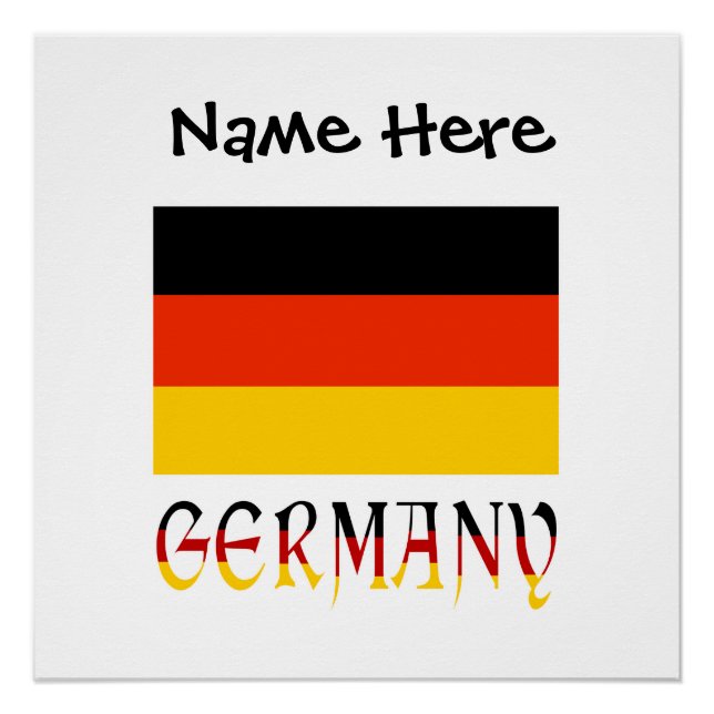German Flag Germany Black Personalisation Poster (Front)