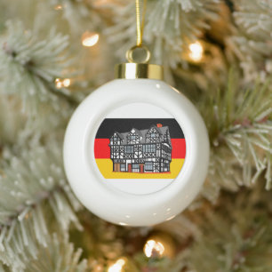 German Flag House Theme Christmas Ornament