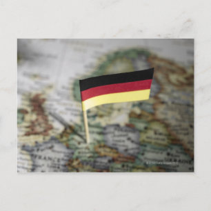 German flag in map postcard