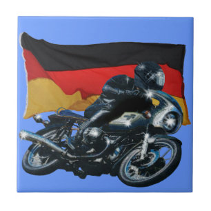 German Flag & Motorbike Rider Tile