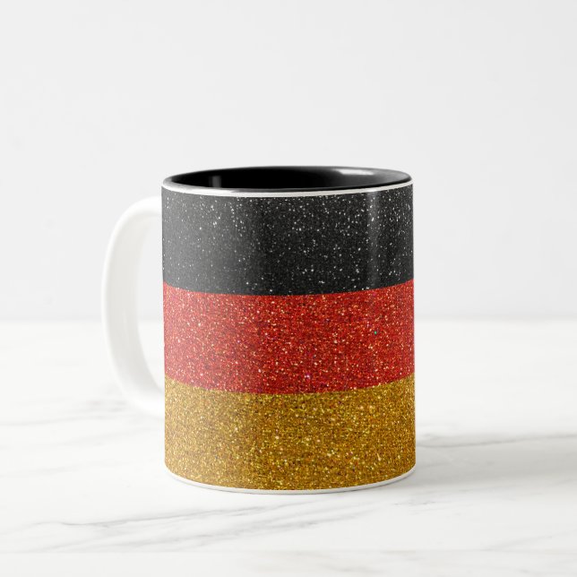 German Flag of Germany Glitter Home Office Coffee Two-Tone Coffee Mug (Front Left)