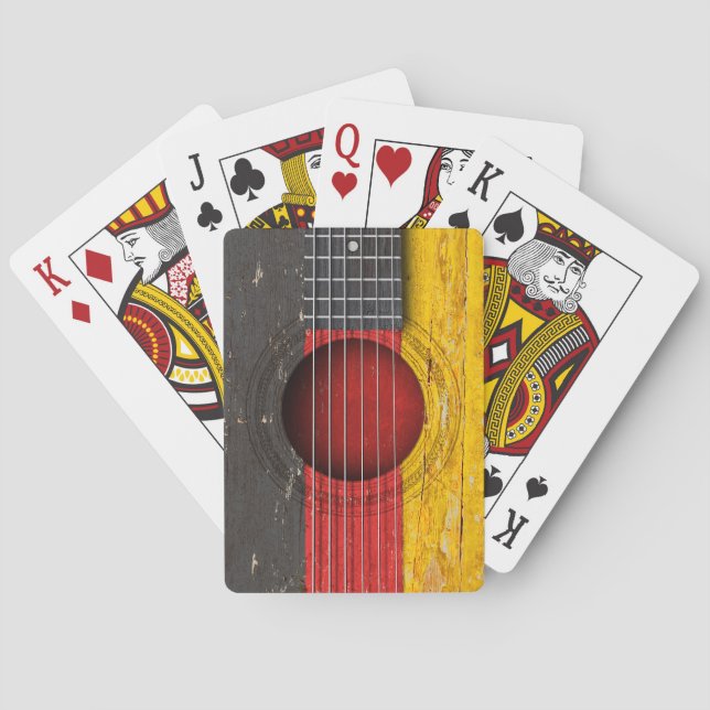 German Flag on Old Acoustic Guitar Playing Cards (Back)