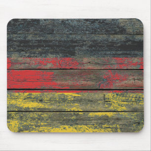 German Flag on Rough Wood Boards Effect Mouse Mat