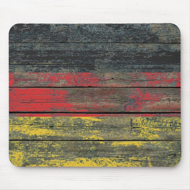 German Flag on Rough Wood Boards Effect Mouse Mat (Front)
