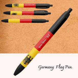 German Flag Pen, Germany / Personalised Black Ink Pen