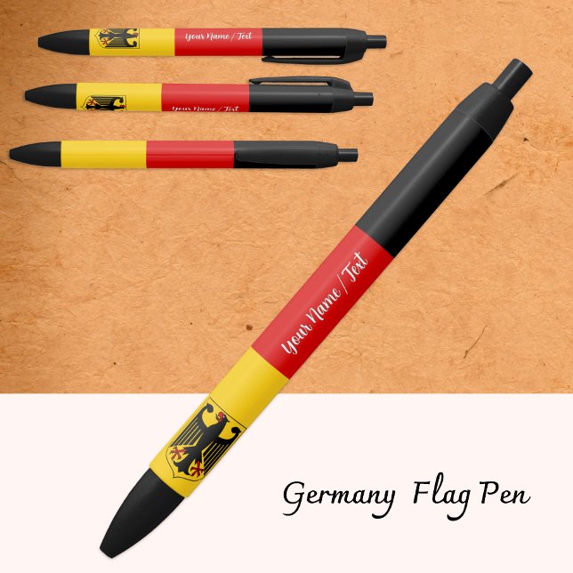 German Flag Pen, Germany / Personalised Black Ink Pen (Creator Uploaded)