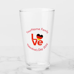 German Flag Red Letters LOVE Personalised Drinking Glass
