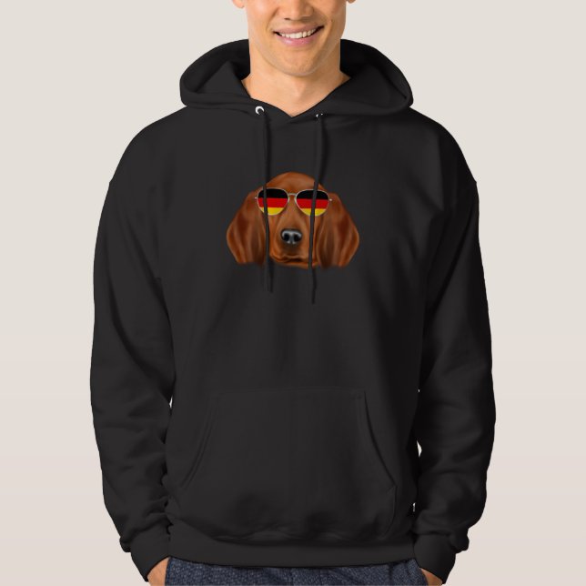 German Flag Redbone Coonhound Dog Germany Pocket Hoodie (Front)