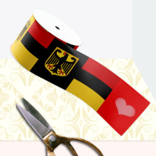 German Flag Ribbon, Eagle, Heart, Germany Satin Ribbon