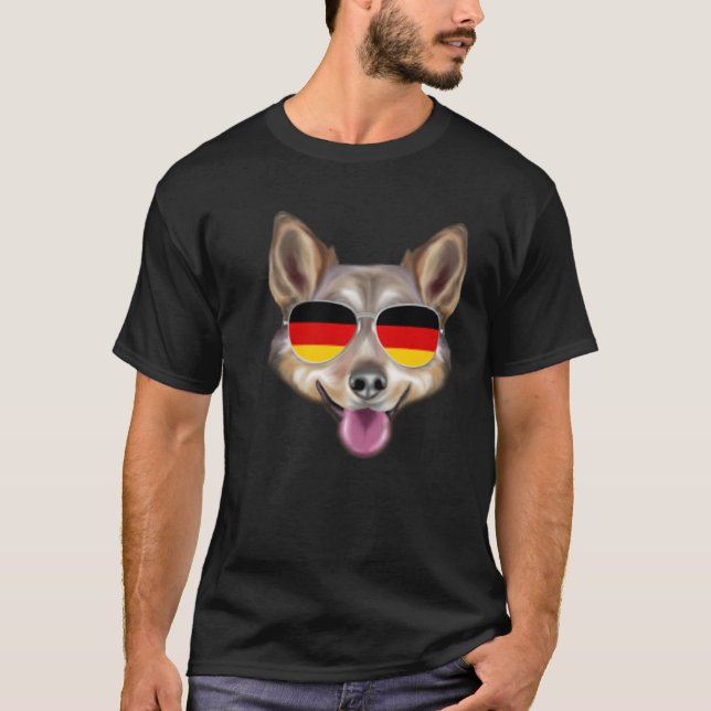 German Flag Swedish Vallhund Dog Germany Pocket T-Shirt (Front)