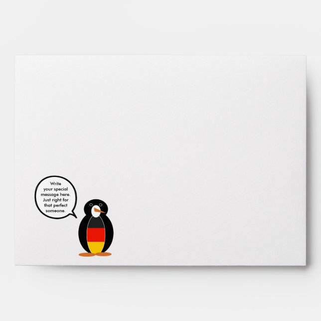 German Flag Talking Ms Penguin Personalised Envelope (Front)