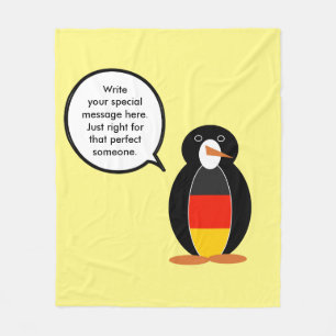 German Flag Talking Ms. Penguin Personalised Fleece Blanket