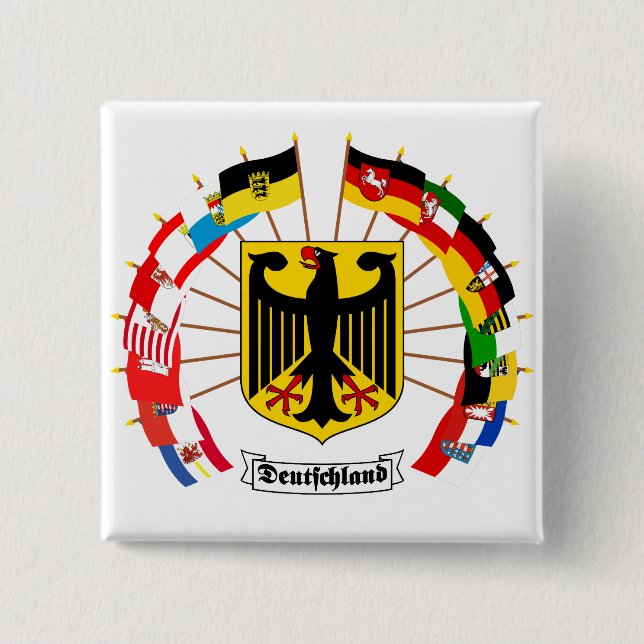 German Flags Pinwheel 15 Cm Square Badge (Front)