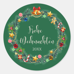 German Frohe Weihnacten Christmas Classic Round Sticker